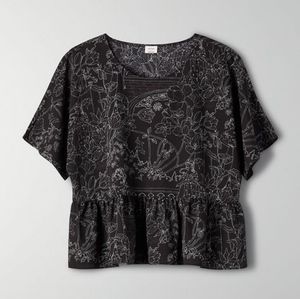Wilfred Aritzia Short Sleeve Peplum Top